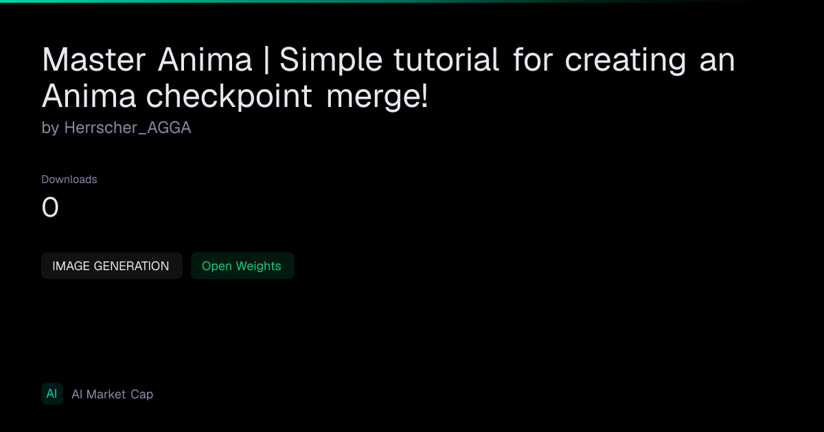 Master Anima | Simple tutorial for creating an Anima checkpoint merge ...