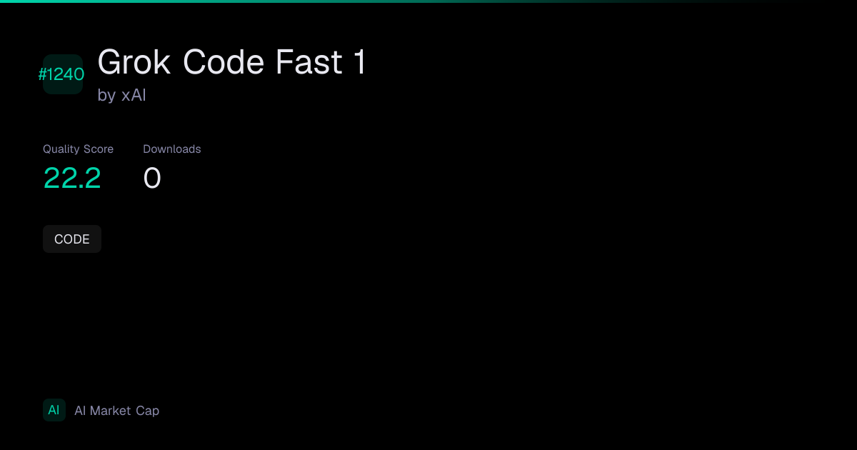 Grok Code Fast 1 by xAI | AI Market Cap